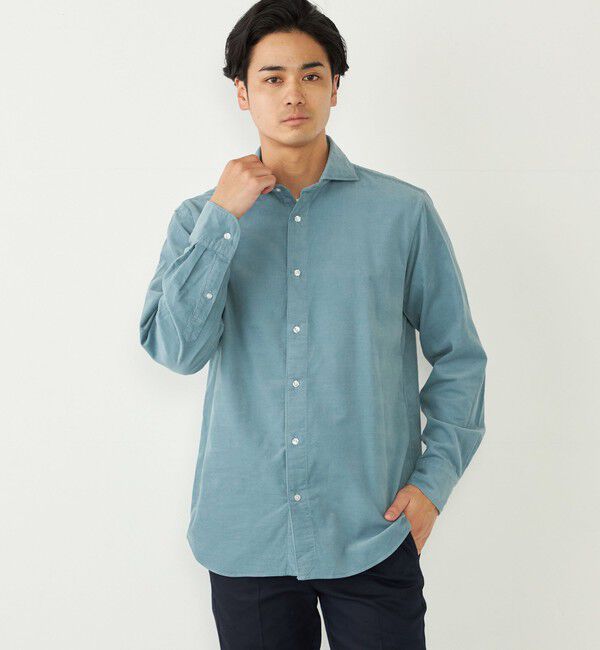 SHIPS Colors 「SHIPS Colors:〈洗濯機可能〉コーデュロイ ワイドカラー シャツ」|シャツ・ブラウス|ライトブルー