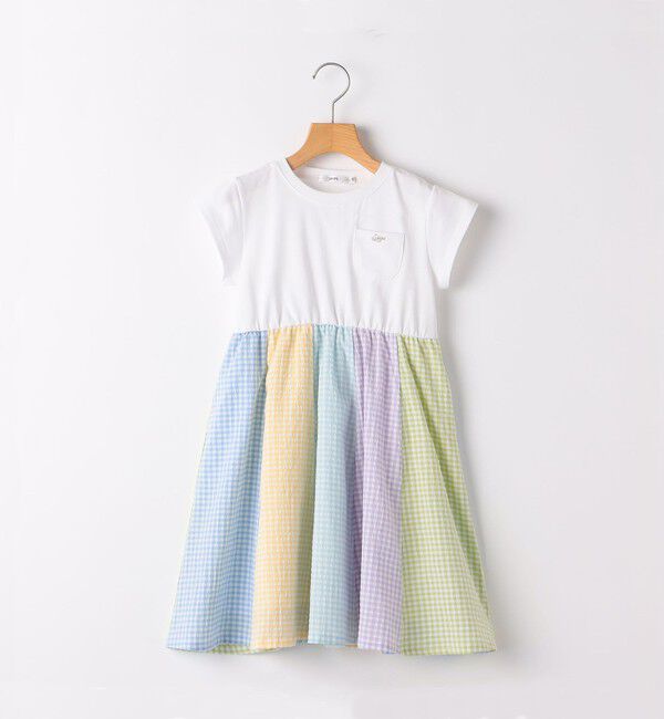 SHIPS KIDS「SHIPS KIDS:80～90cm / パネル 切替 ワンピース」|ワンピース|ホワイト