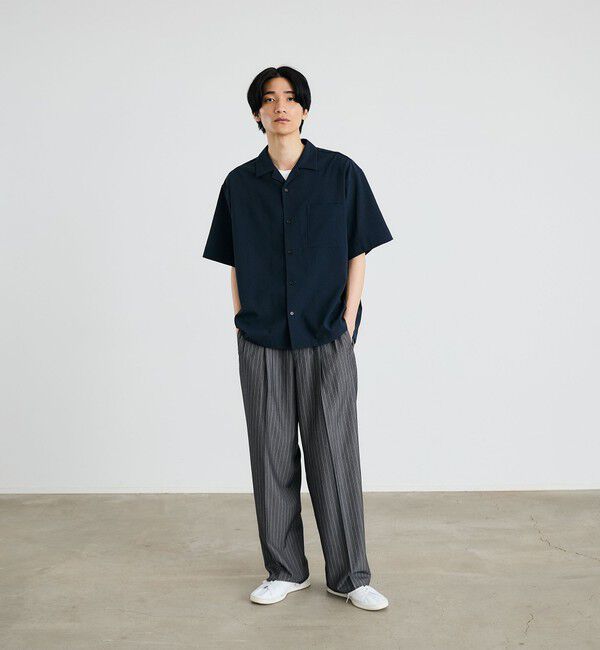SHIPS「City Ambient Products: オープンカラー 楊柳 ソリッド ショートスリーブ シャツ」|シャツ・ブラウス|