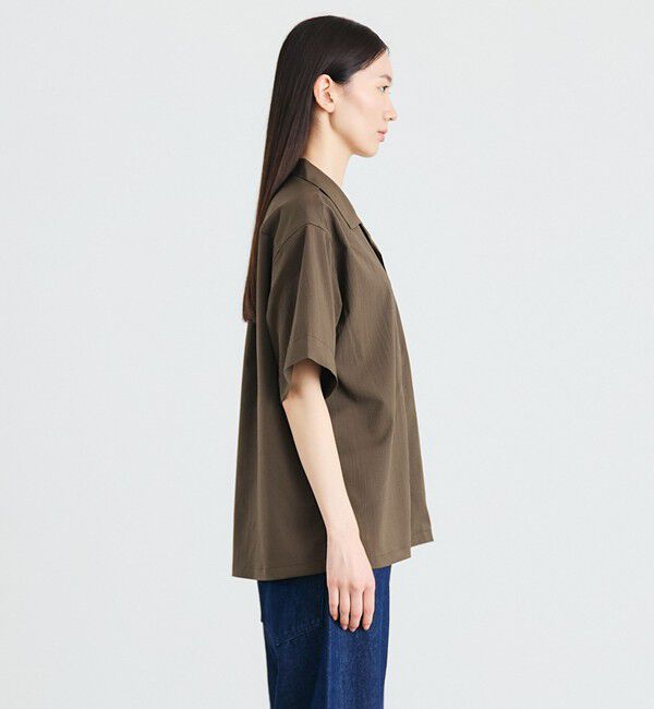 SHIPS「City Ambient Products: オープンカラー 楊柳 ソリッド ショートスリーブ シャツ」|シャツ・ブラウス|