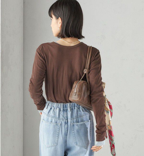 SHIPS for women「【SHIPS別注】miller: シアー ヘンリー ネック ロング スリーブ TEE」|Tシャツ・カットソー|