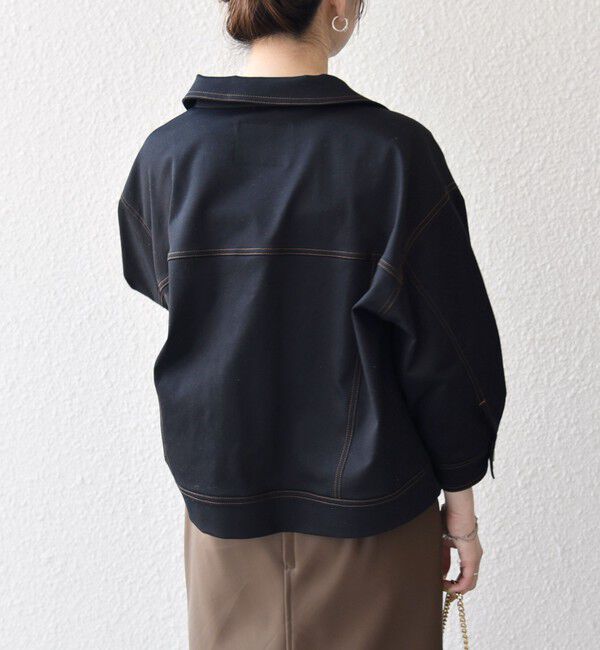 SHIPS any「SHIPS any:〈洗濯機可能〉チノ ステッチ ショート シャツ ジャケット」|ブルゾン・スタジャン|