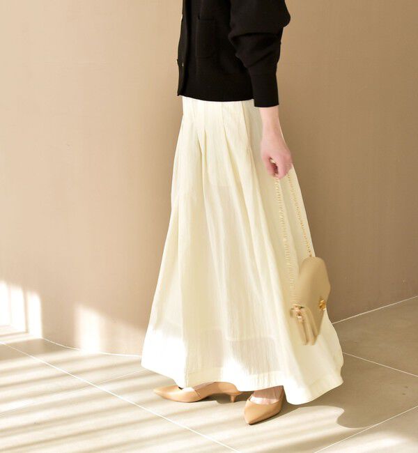 quaranciel「quaranciel:〈洗濯機可能〉ナイロン ステッチ タック フレア スカート」|スカート|
