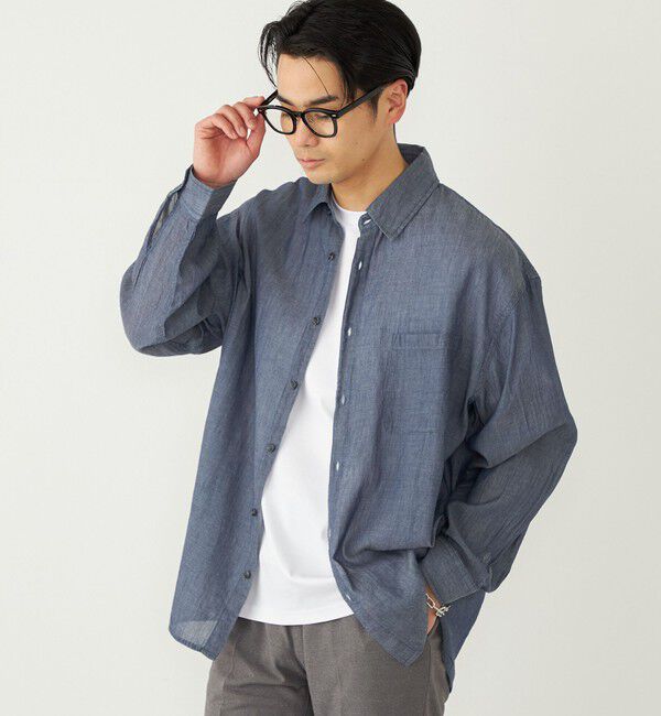 SHIPS Colors 「【SHIPS Colors別注】Engineer:シアー デニム シャツ◇」|シャツ・ブラウス|ネイビー