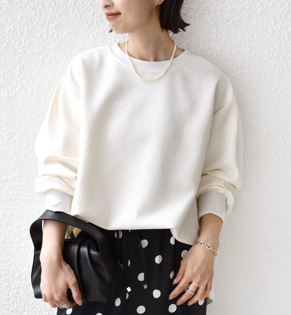 SHIPS for women「〈洗濯機可能〉アンティーク ダンボール 袖 リブ プルオーバー」|Tシャツ・カットソー|