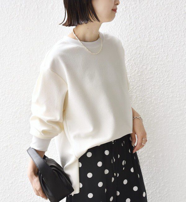 SHIPS for women「〈洗濯機可能〉アンティーク ダンボール 袖 リブ プルオーバー」|Tシャツ・カットソー|