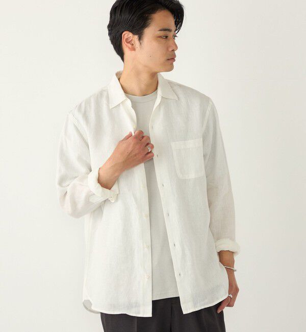 SHIPS Colors 「SHIPS Colors:ユーロリネン ワイドカラー スキッパー シャツ」|シャツ・ブラウス|ホワイト