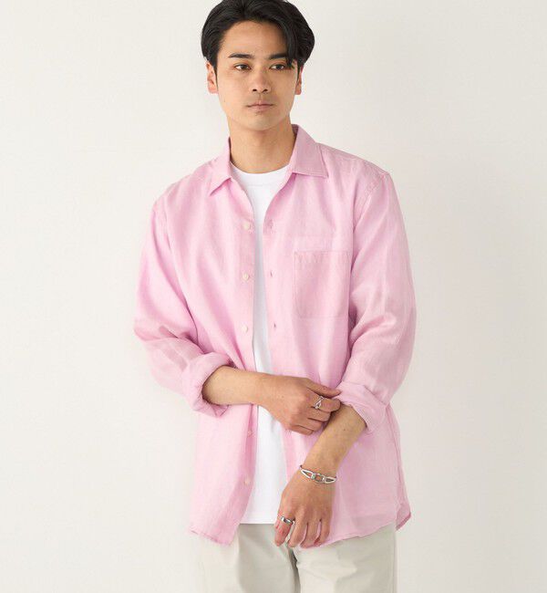 SHIPS Colors 「SHIPS Colors:ユーロリネン ワイドカラー スキッパー シャツ」|シャツ・ブラウス|ピンク
