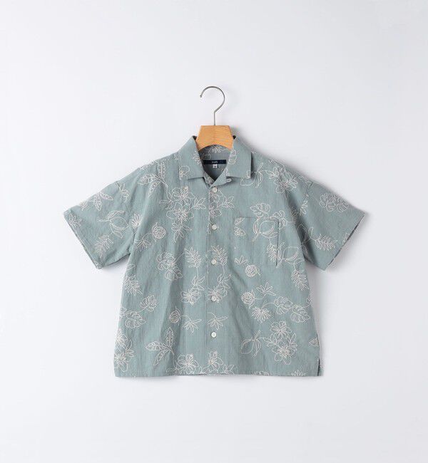 SHIPS KIDS「SHIPS KIDS:90cm /エンブロイダリー オープンカラー シャツ」|シャツ・ブラウス|ライトブルー