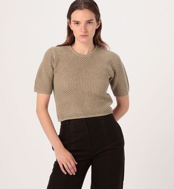 MACPHEE「ウールメッシュ ハーフスリーブプルオーバー」|ニット・セーター|