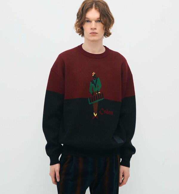 CABaN「CABaN コットンカシミヤジャカード JAZZ VIBRAPHONE クルーネックプルオーバー」|ニット・セーター|