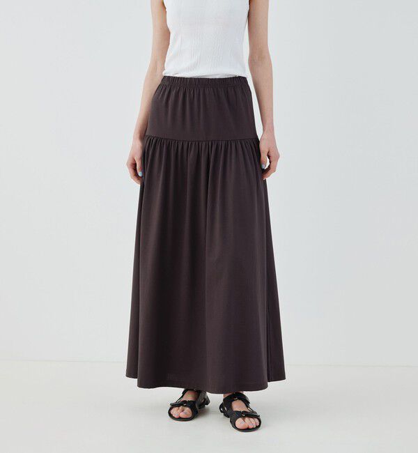GALERIE VIE「ファインコットン ギャザーマキシスカート」|フレア|