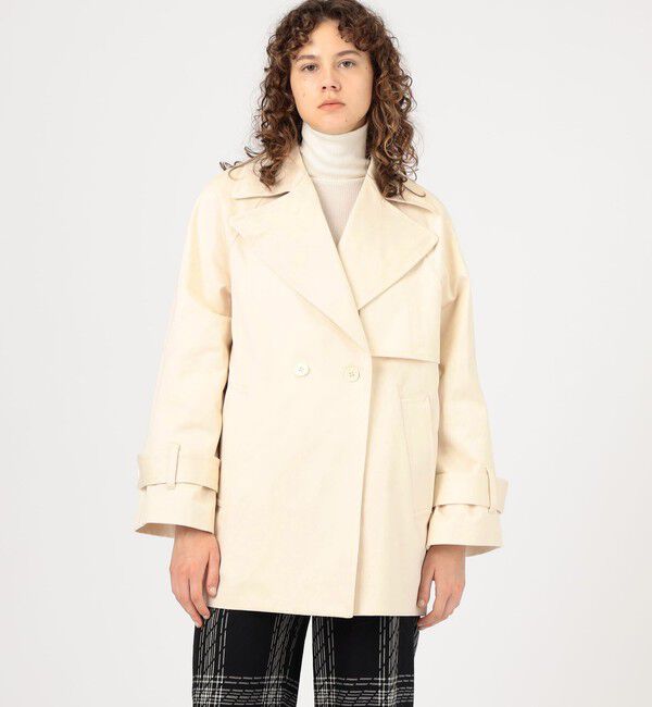 DES PRES「コットンサテン ムートンカラーコート」|トレンチコート|