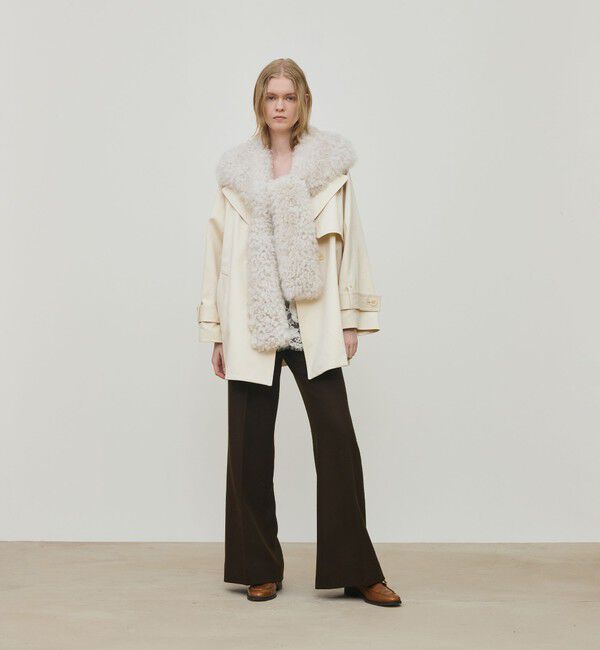 DES PRES「コットンサテン ムートンカラーコート」|トレンチコート|