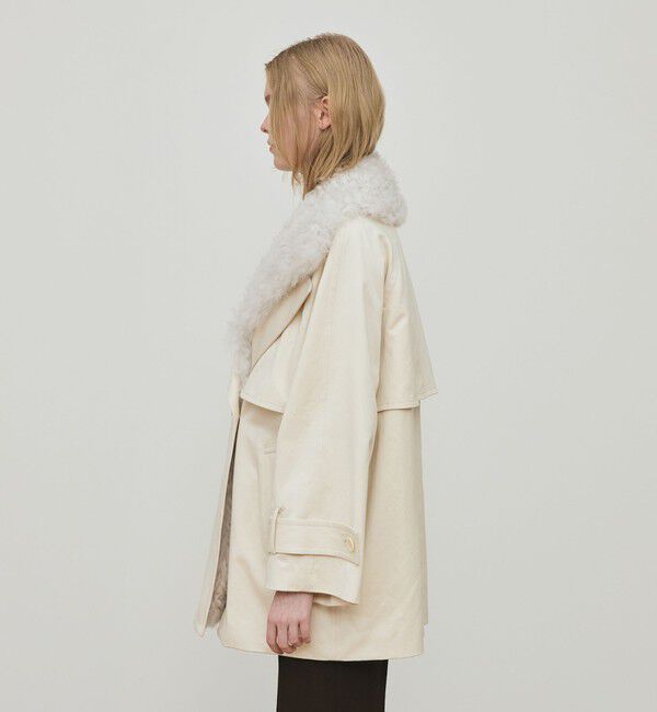 DES PRES「コットンサテン ムートンカラーコート」|トレンチコート|