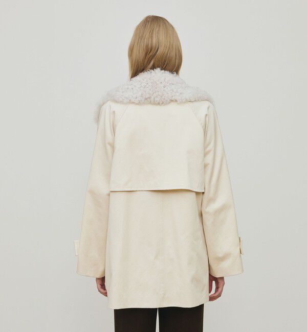 DES PRES「コットンサテン ムートンカラーコート」|トレンチコート|
