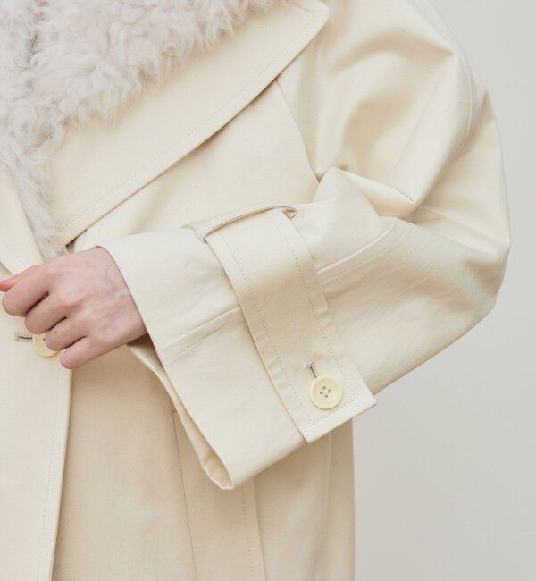 DES PRES「コットンサテン ムートンカラーコート」|トレンチコート|