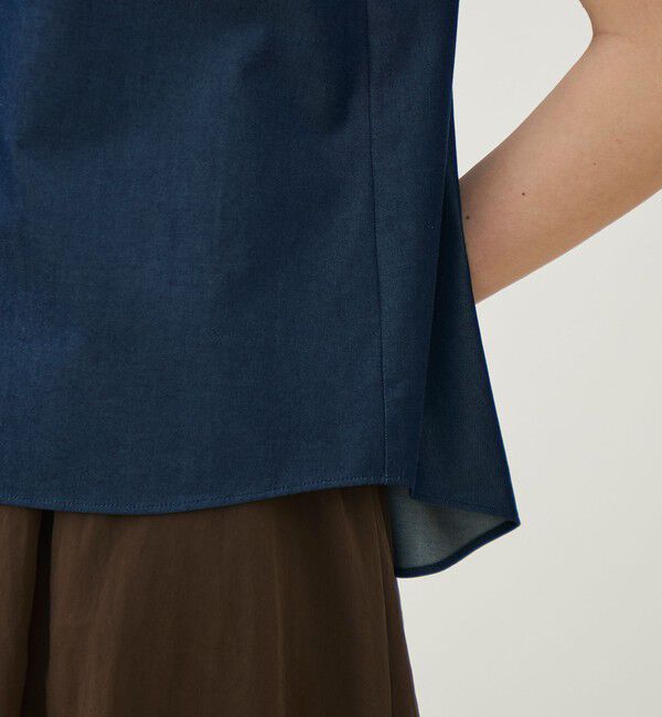 TOMORROWLAND collection「コットンシルクデニム ラッフルスリーブレスブラウス」|シャツ・ブラウス|