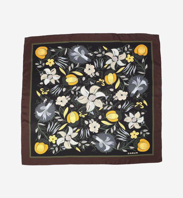 CABaN「Botanical Garden シルクプリントスカーフ」|バンダナ・スカーフ|