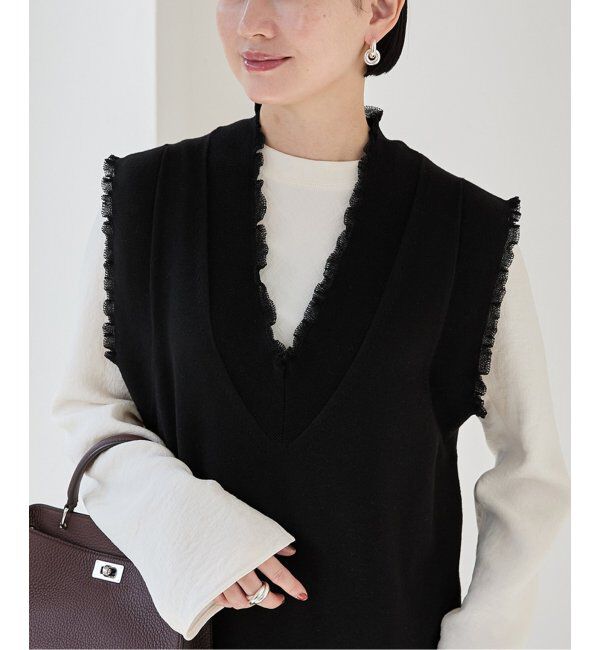 VERMEIL par iena「woolmix フリルリブニットワンピース」|ワンピース|