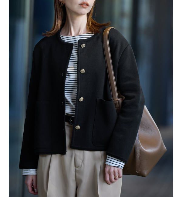 SLOBE IENA「《一部WEB・店舗限定カラーあり》ダブルフェイスニットジャケット」|カーディガン|