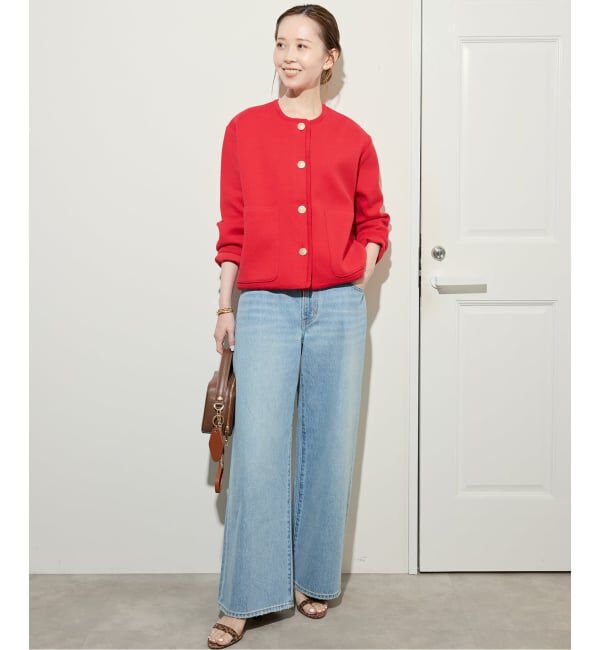 SLOBE IENA「《一部WEB・店舗限定カラーあり》ダブルフェイスニットジャケット」|カーディガン|