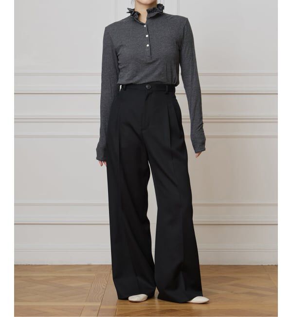 IENA LA BOUCLE「《追加》IENA LA BOUCLE フリルヘンリーネックカットソー」|Tシャツ・カットソー|