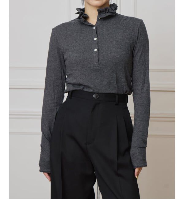 IENA LA BOUCLE「《追加》IENA LA BOUCLE フリルヘンリーネックカットソー」|Tシャツ・カットソー|