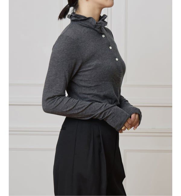 IENA LA BOUCLE「《追加》IENA LA BOUCLE フリルヘンリーネックカットソー」|Tシャツ・カットソー|