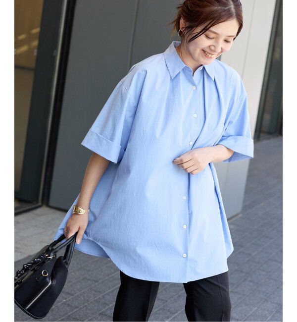 JOURNAL STANDARD「《追加》【＆FUNCTION】【接触冷感/UVカット】タイプライタービッグシャツ」|シャツ・ブラウス|ブルー