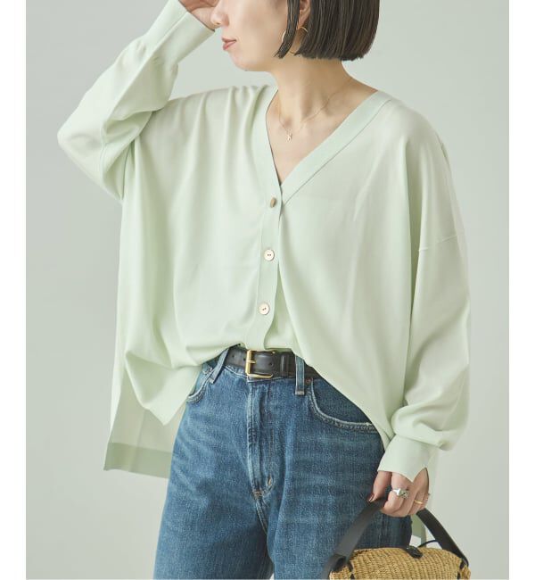 journal standard L'essage「《予約/接触冷感/手洗い可》クールタッチワイドVカーディガン」|カーディガン|グリーン