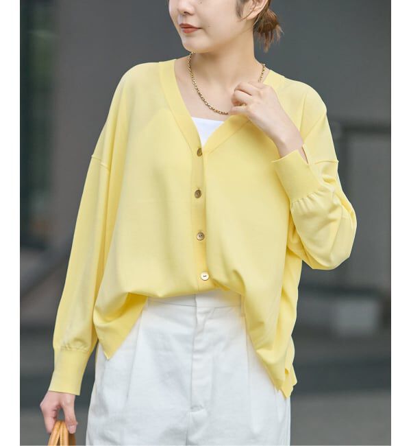 journal standard L'essage「《予約/接触冷感/手洗い可》クールタッチワイドVカーディガン」|カーディガン|イエロー