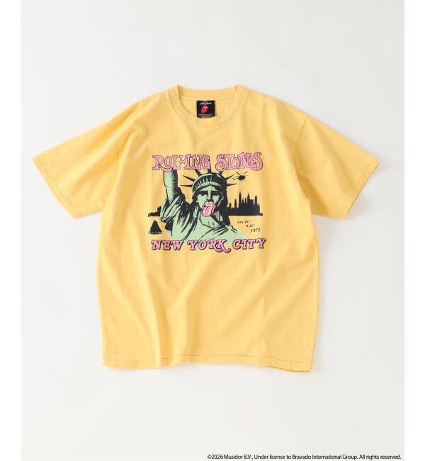 JOURNAL STANDARD relume「《予約》ローリングストーンズ 別注 ヴィンテージ加工 プリントTシャツ」|Tシャツ・カットソー|イエロー B