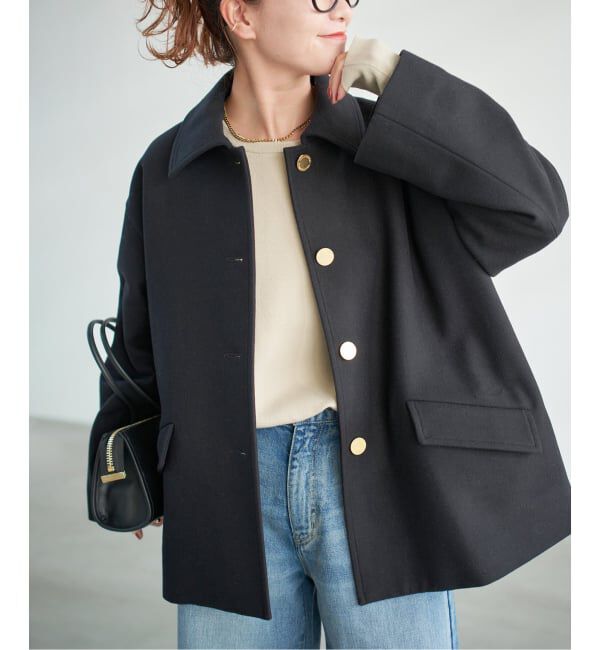 Spick and Span「TRADITIONAL WEATHERWEAR 別注LINTON SHORT*」|ステンカラーコート|ブラック