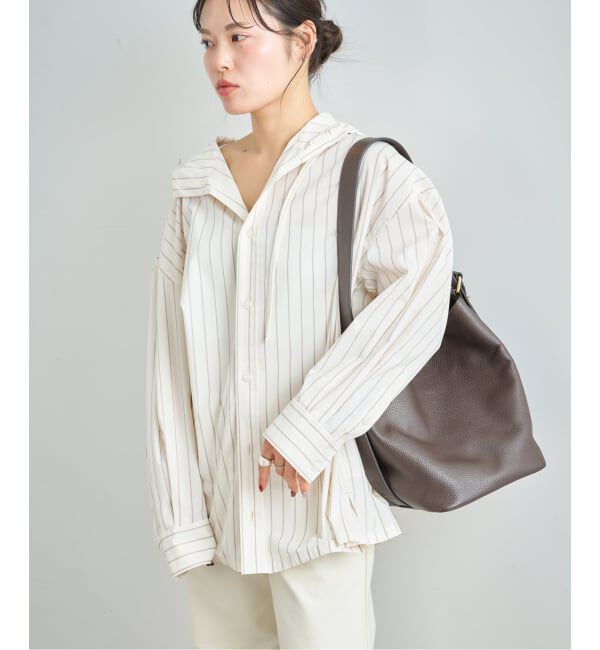 U by SPICK&SPAN「オーバーフードシャツ」|シャツ・ブラウス|