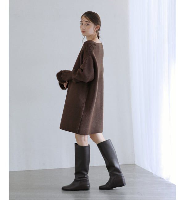  「【洗える】ファーグローブニットチュニック」|チュニック|