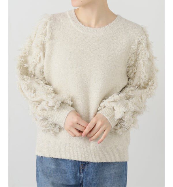  「【洗える】ラメジャガードフリンジプルオーバー」|ニット・セーター|