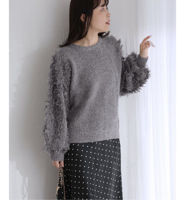  「【洗える】ラメジャガードフリンジプルオーバー」|ニット・セーター|