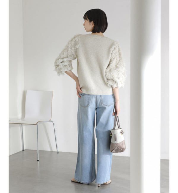  「【洗える】ラメジャガードフリンジプルオーバー」|ニット・セーター|