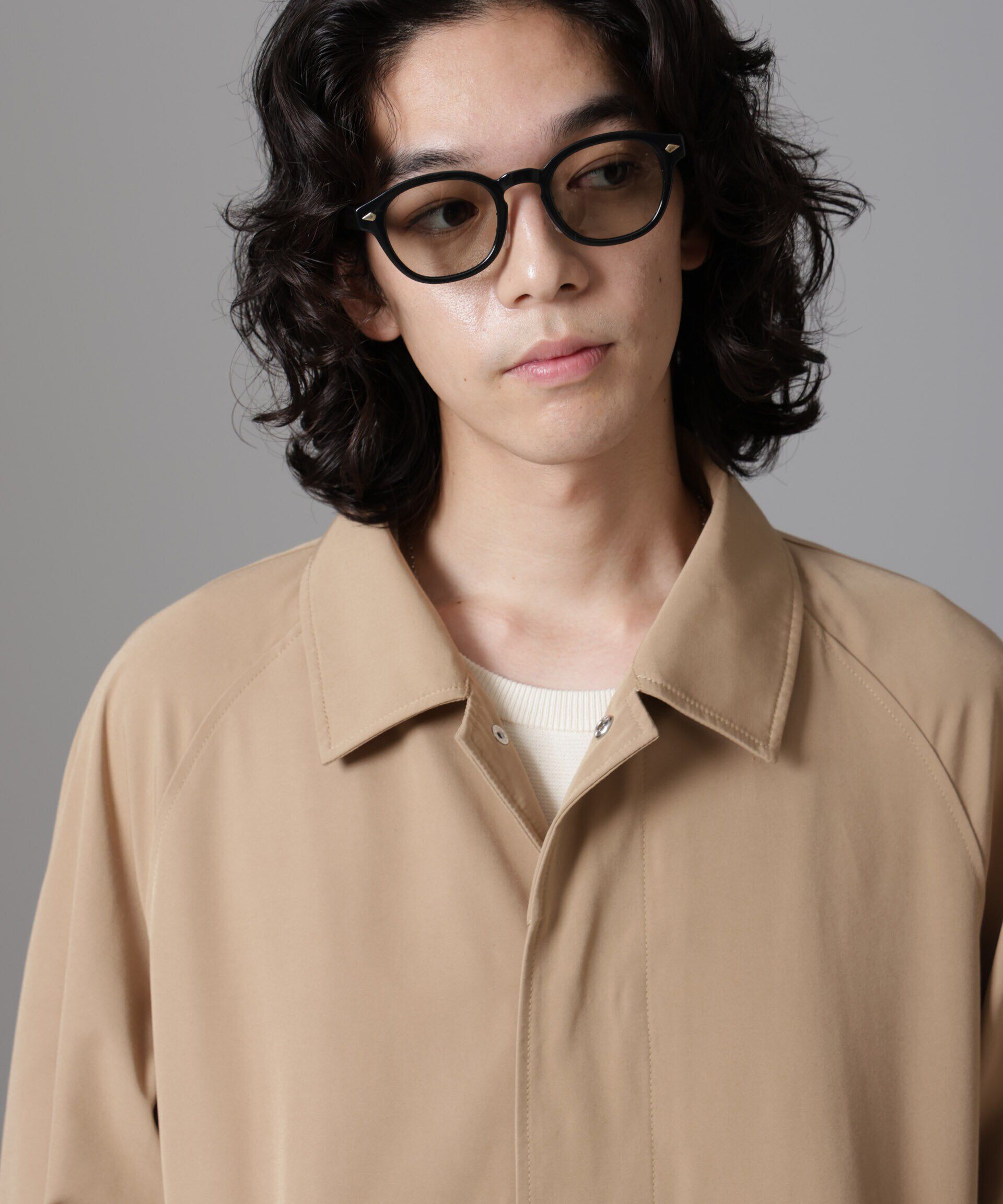 nano･universe「ウエリントン型スモークサングラス」|メガネ|カーキ