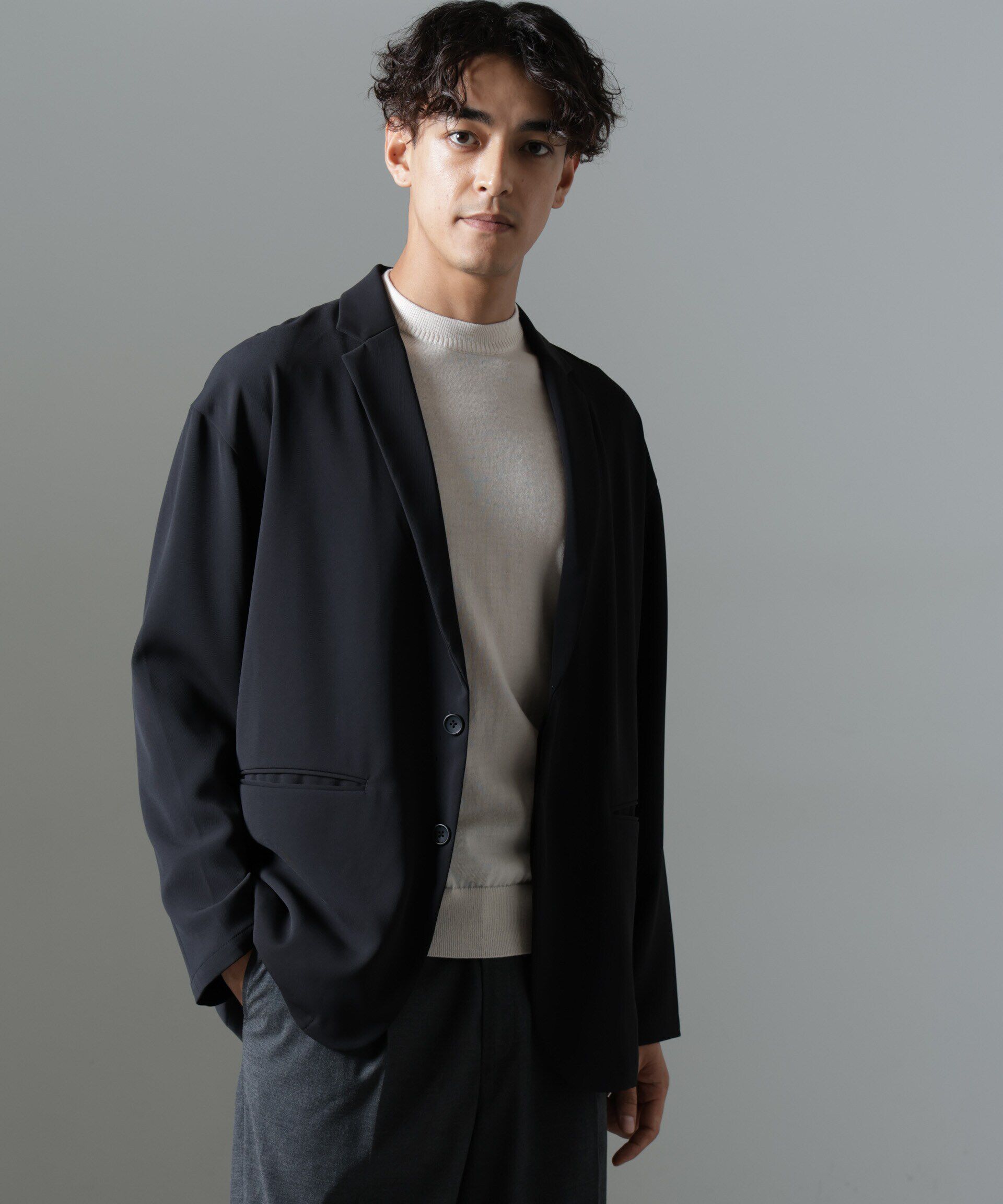 nano･universe「ドレープ ワイドジャケット(セットアップ可)」|テーラードジャケット|