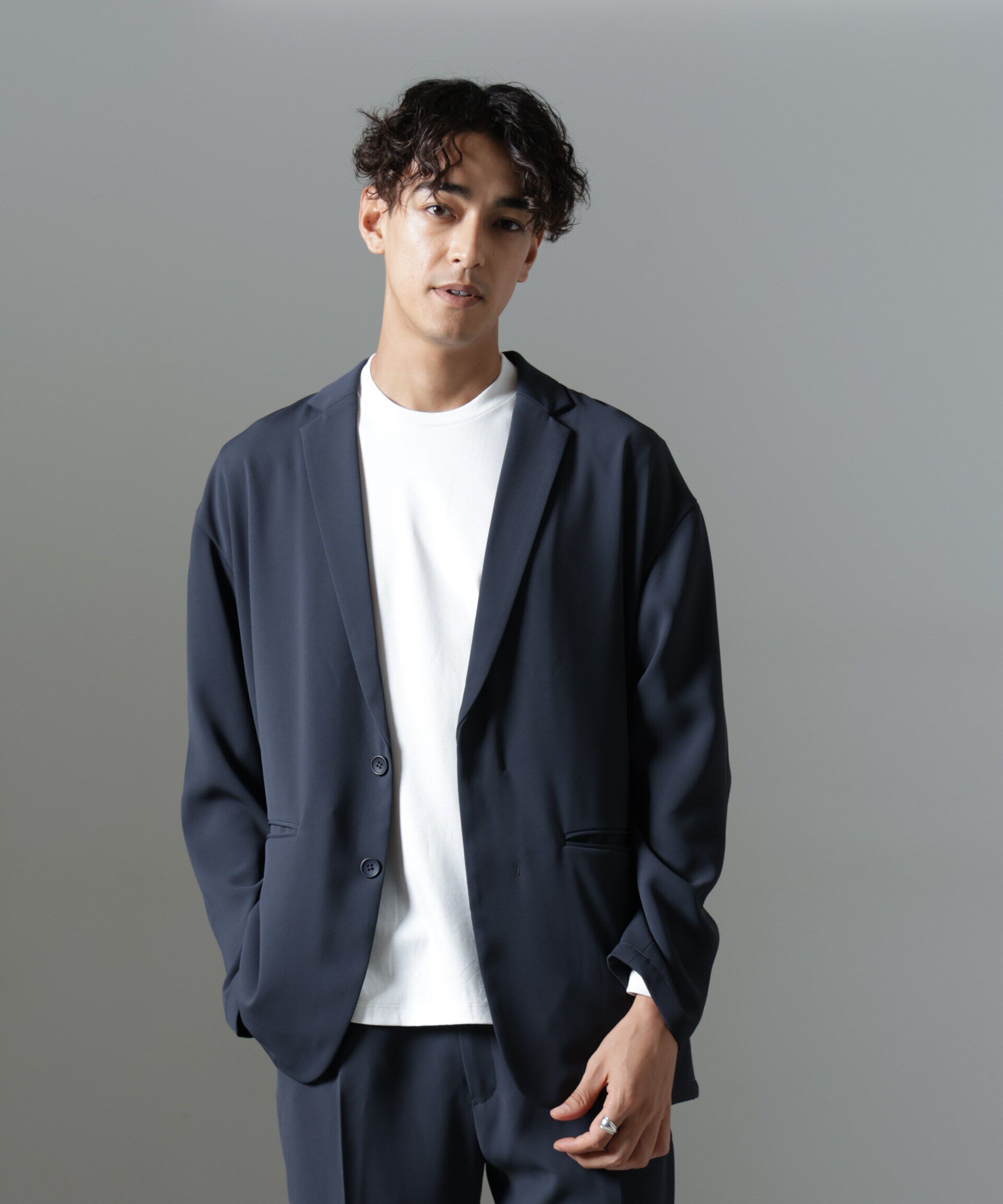 nano･universe「ドレープ ワイドジャケット(セットアップ可)」|テーラードジャケット|