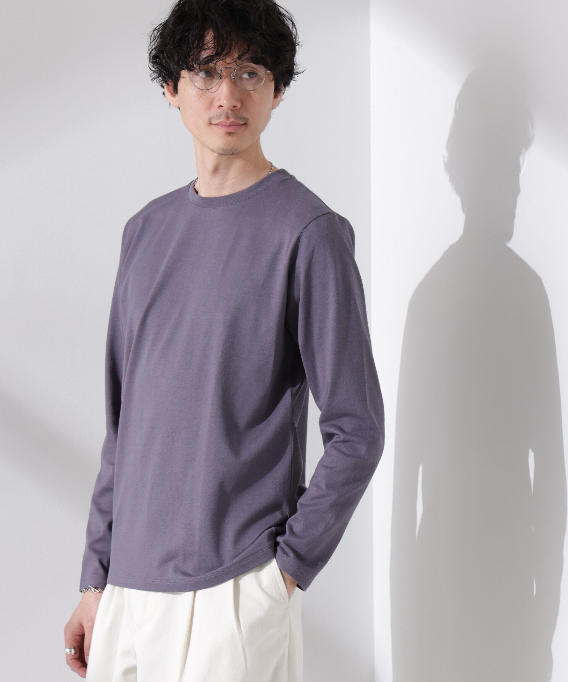 nano･universe「Anti Soaked(R)汗染み防止 クルーネックTシャツ 長袖」|Tシャツ・カットソー|チャコール3