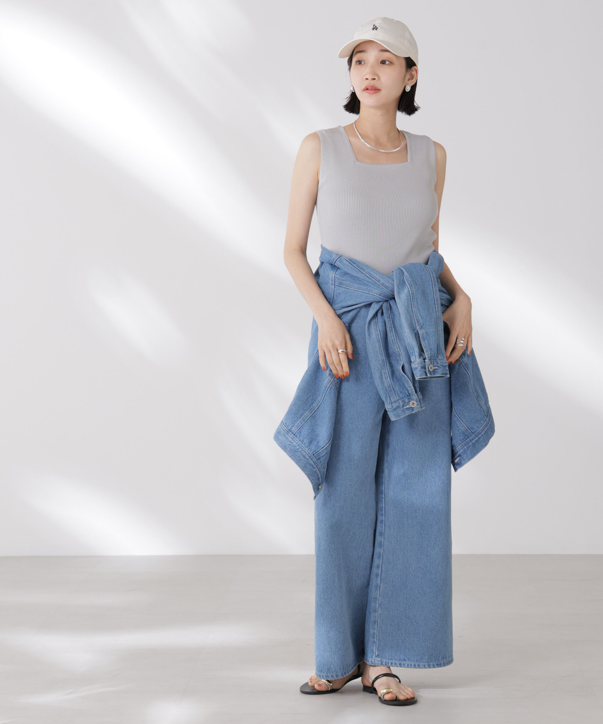 nano･universe「前後2wayスクエア＆クルーネックリブニットタンクトップ」|ニット・セーター|