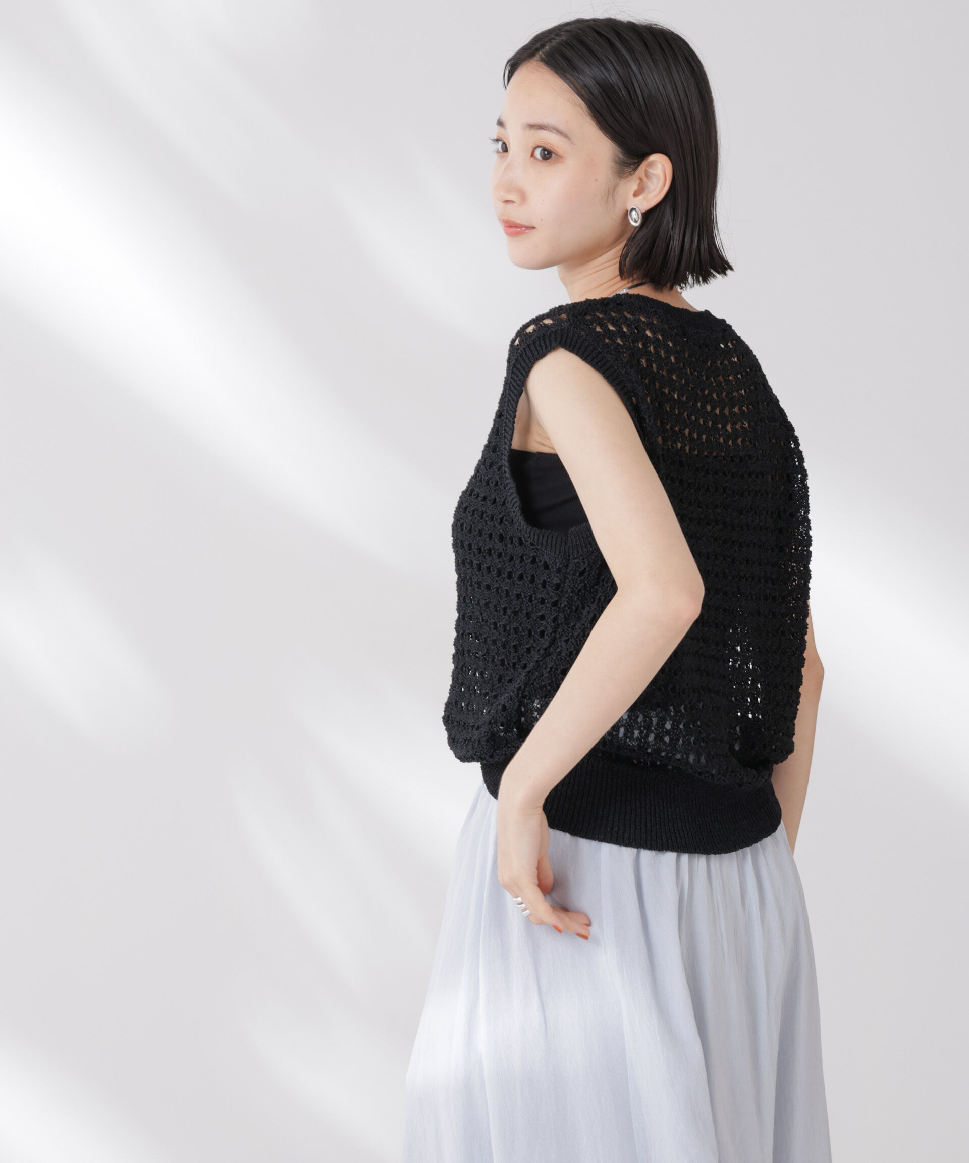 nano･universe「テープヤーンメッシュニットベスト」|ニット・セーター|