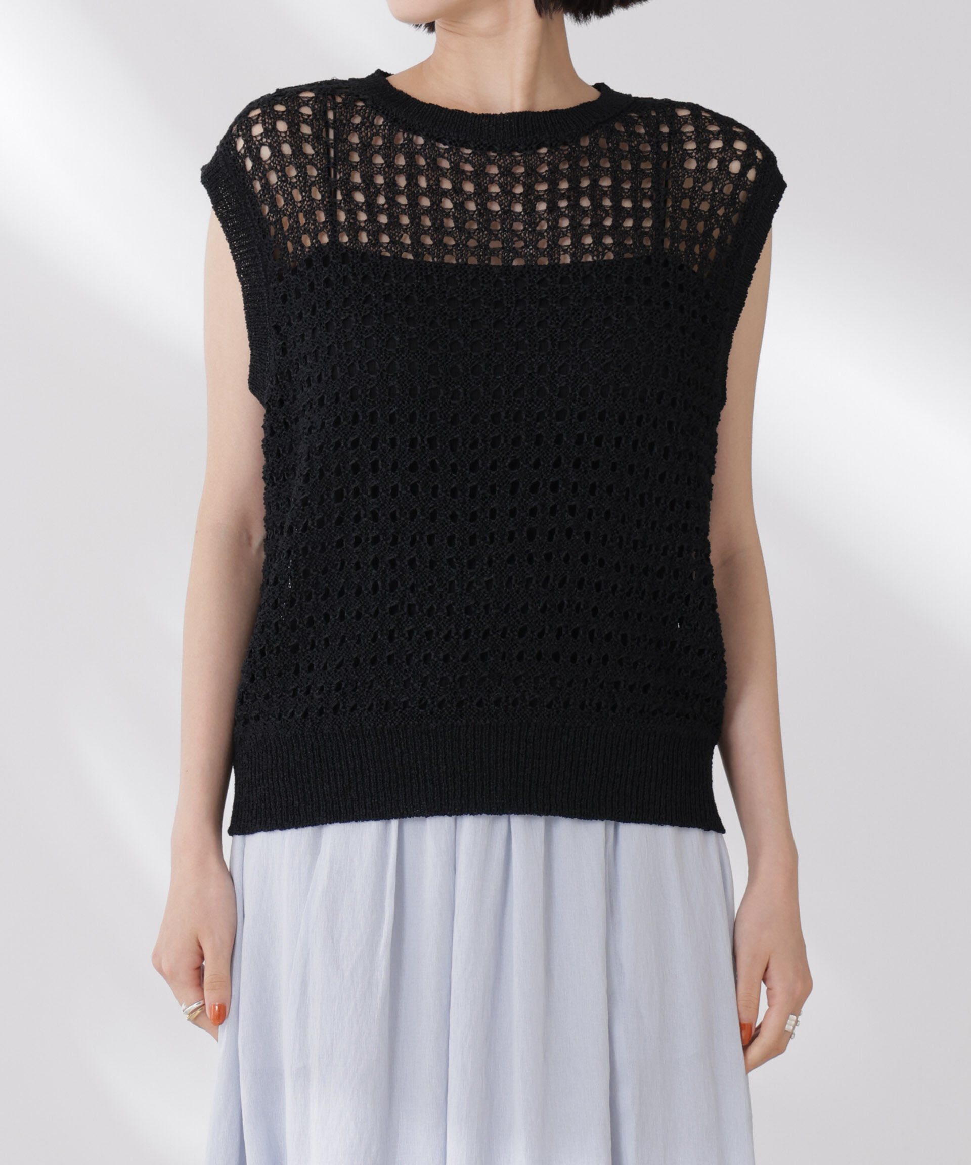 nano･universe「テープヤーンメッシュニットベスト」|ニット・セーター|