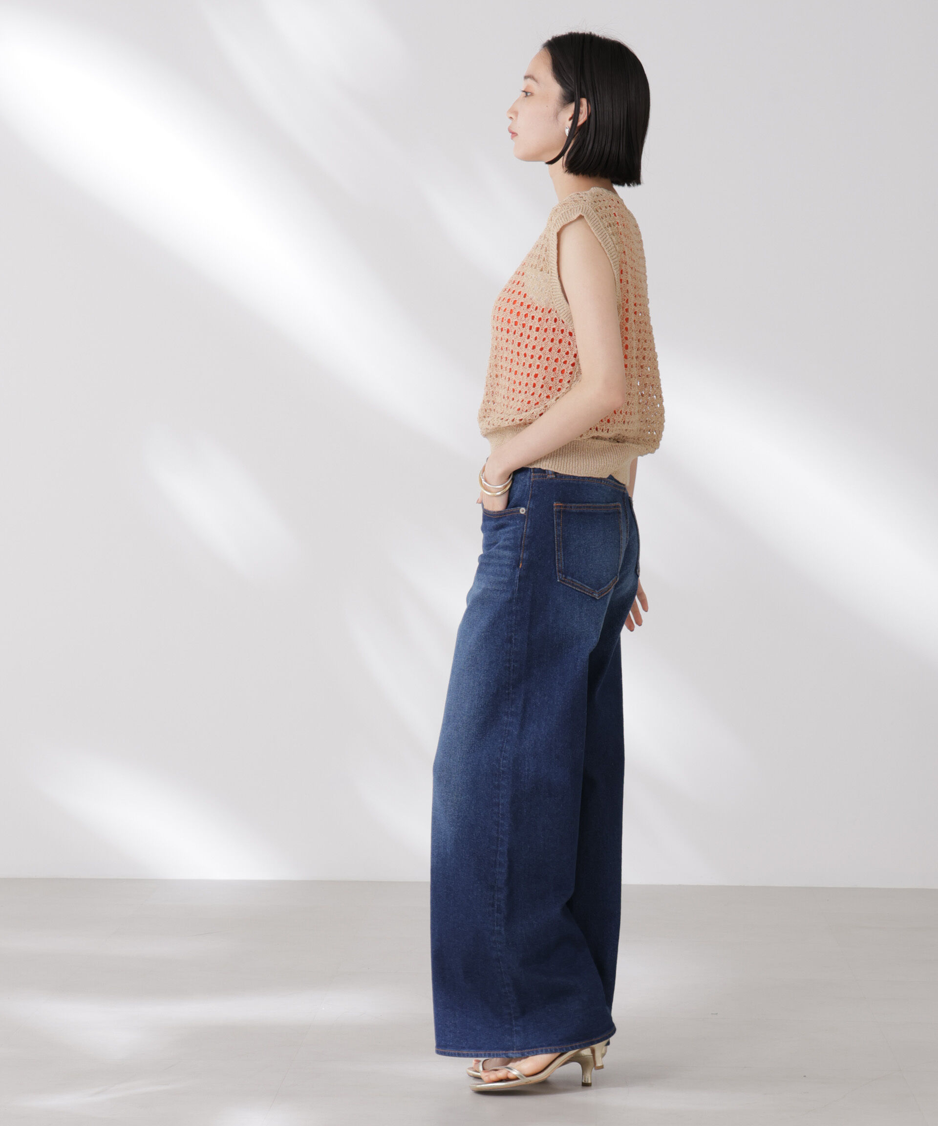 nano･universe「テープヤーンメッシュニットベスト」|ニット・セーター|