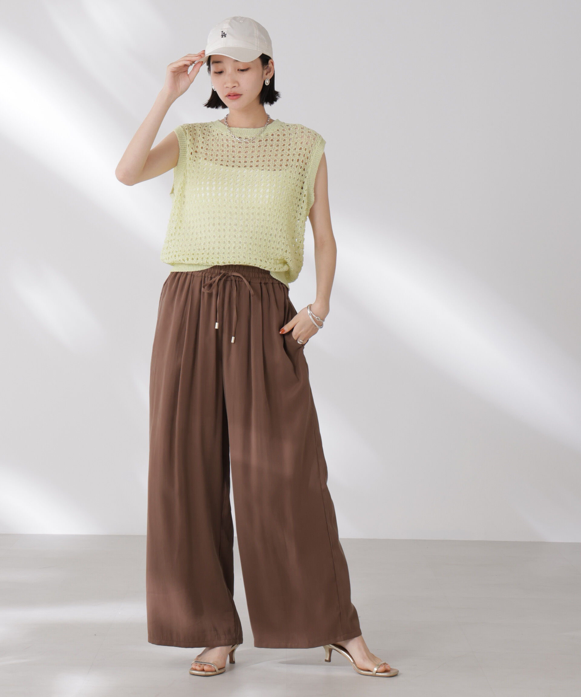 nano･universe「テープヤーンメッシュニットベスト」|ニット・セーター|