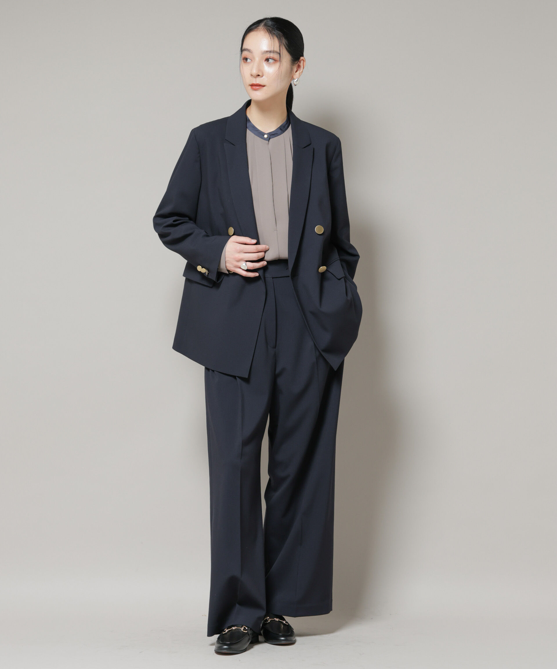 nano･universe「ドライウェザーストレッチダブルジャケット(セットアップ可)」|テーラードジャケット|