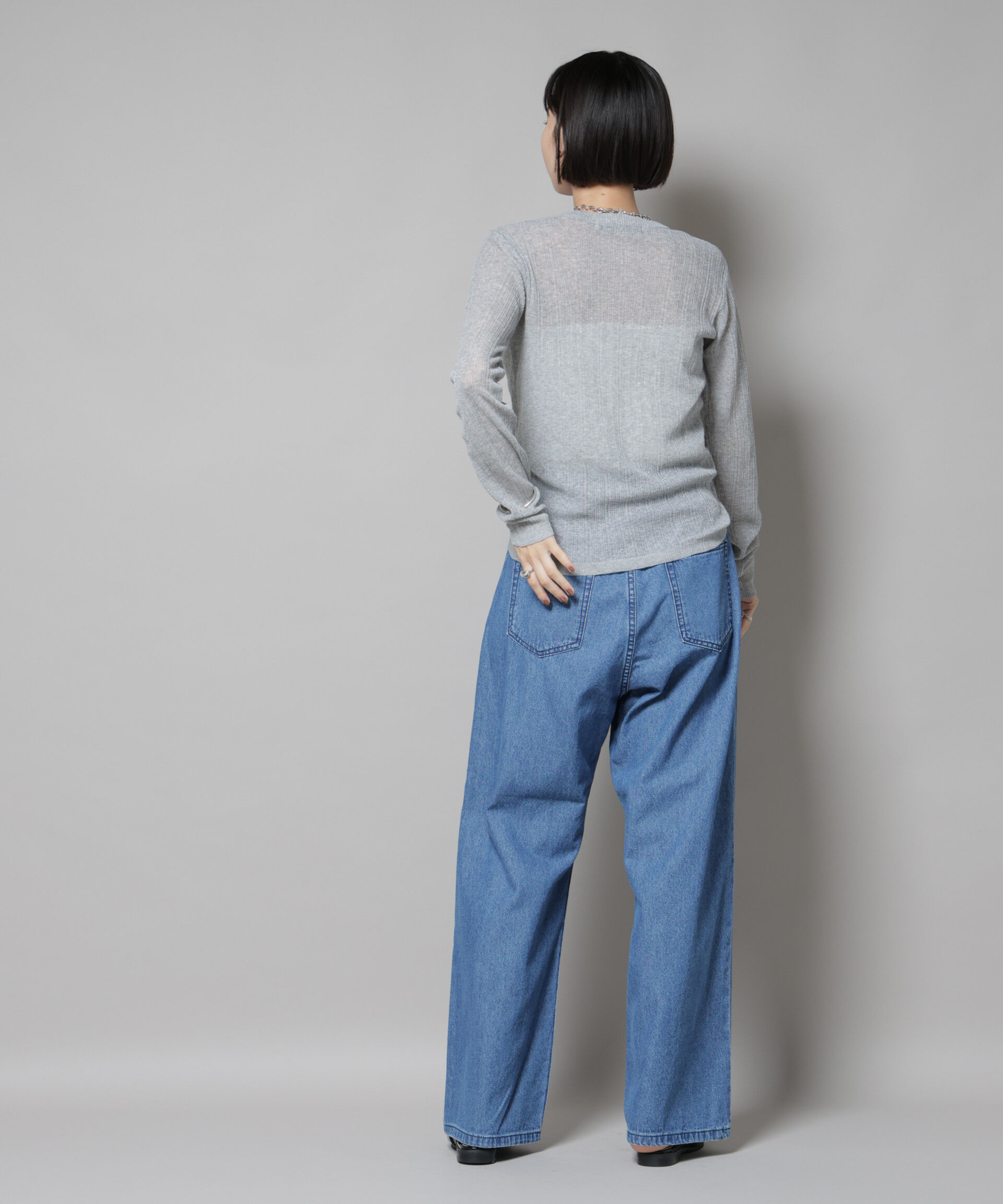 nano･universe「シアーランダムリブクルーネックニット」|ニット・セーター|